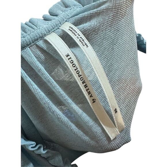 EXCELLENT CONDITION Anthropologie sheer style Long-Sleeve Femme Ruched Cropped T - Picture 9 of 10